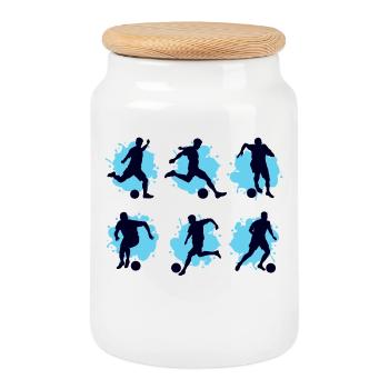 Footballeur footballeur joueur de football coup franc - Boîte à biscuits avec couvercle en bois - blanc - Devant