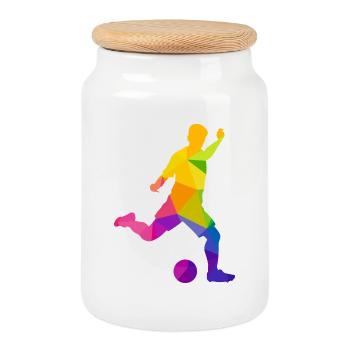 Footballeur footballeur joueur de football fan de football - Boîte à biscuits avec couvercle en bois - blanc - Devant