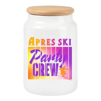 Apres ski - Cookie Jar with Wooden Lid - white - Front