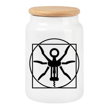 Vitruvian Mann Wein Korkenzieher Leonardo Da Vinci - Keksdose mit Holzdeckel - Weiß - Vorne