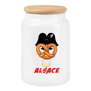 Alsace - Boîte à biscuits avec couvercle en bois - blanc - Devant