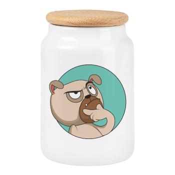 Génie du carlin | Allé au chien | Drôle - Boîte à biscuits avec couvercle en bois - blanc - Devant