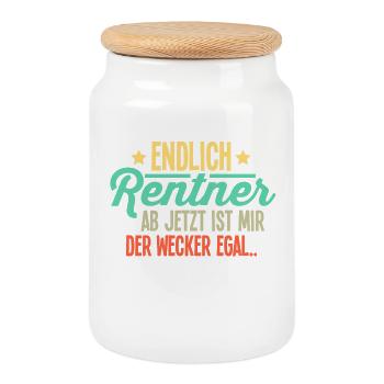 Rentner - Keksdose mit Holzdeckel - Weiß - Vorne