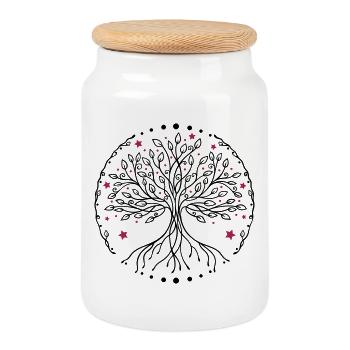 Tree of Life Yoga - Cookie Jar with Wooden Lid - white - Front