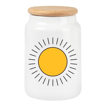 Soleil - Boîte à biscuits avec couvercle en bois - blanc - Devant
