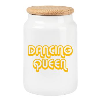 DANCING QUEEN Disco Ball - Cookie Jar with Wooden Lid - white - Front