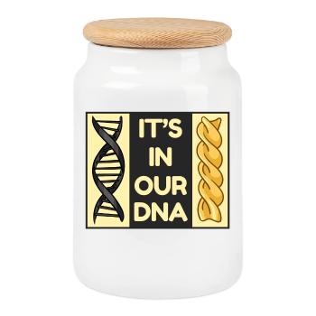 Spaghetti Nudeln Pasta DNA Sprüche Statement Essen - Keksdose mit Holzdeckel - Weiß - Vorne
