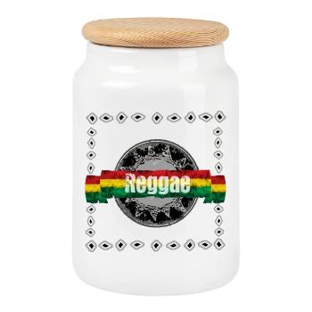 Reggae Vintage Design with Afro Flag - Cookie Jar with Wooden Lid - white - Front