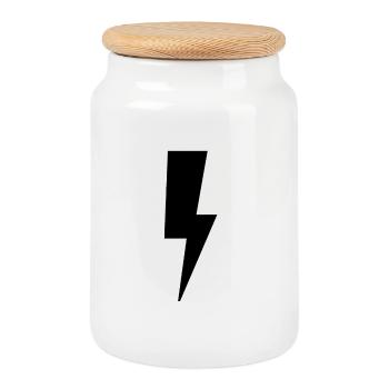 Blitz - Logo - Keksdose mit Holzdeckel - Weiß - Vorne