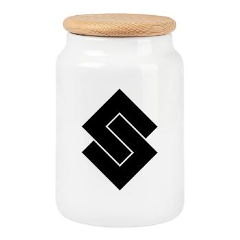 Logo S - Boîte à biscuits avec couvercle en bois - blanc - Devant