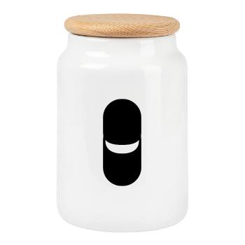 Pill - Icon - Keksdose mit Holzdeckel - Weiß - Vorne