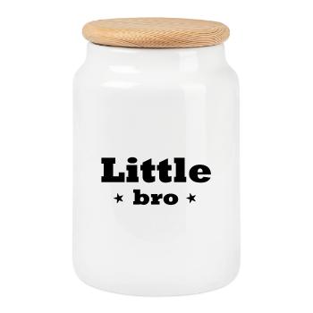 Petit frère - Boîte à biscuits avec couvercle en bois - blanc - Devant