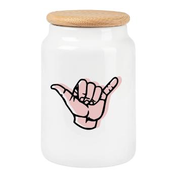 Décalage à la main - Boîte à biscuits avec couvercle en bois - blanc - Devant
