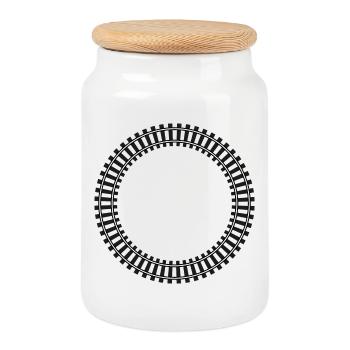 Model Railway Frame Rail Network - Cookie Jar with Wooden Lid - white - Front
