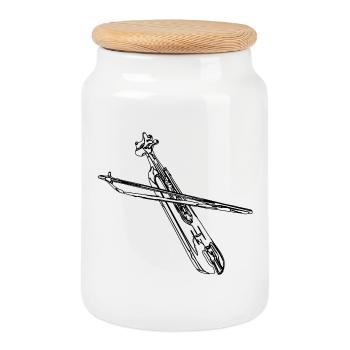 kemence - Boîte à biscuits avec couvercle en bois - blanc - Devant
