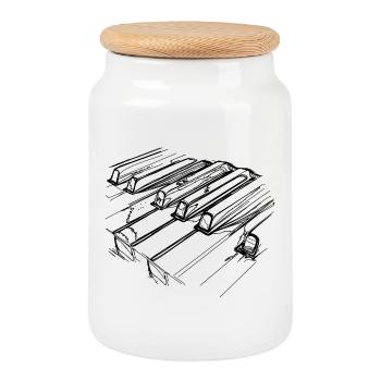 Touches de piano - Boîte à biscuits avec couvercle en bois - blanc - Devant
