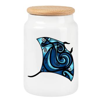 Colorful rays - Cookie Jar with Wooden Lid - white - Front