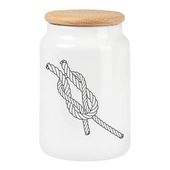 Nœuds croisés quotidiens - Voile &Quotidien - Boîte à biscuits avec couvercle en bois - blanc - Devant