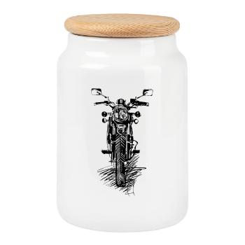 Moto Biker Motos Vintage Rétro Vélo - Boîte à biscuits avec couvercle en bois - blanc - Devant