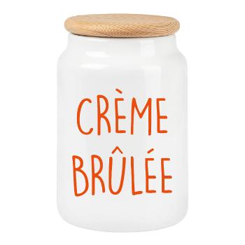 CREME BRULEE Pudding - Keksdose mit Holzdeckel - Weiß - Vorne