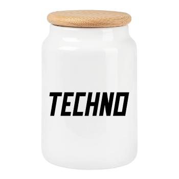 TECHNO Party Rave Techno 90s 90s - Boîte à biscuits avec couvercle en bois - blanc - Devant