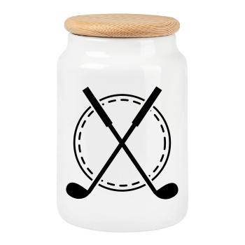 Emblème de golf - Boîte à biscuits avec couvercle en bois - blanc - Devant