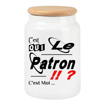 C'est qui le Patron C'est Moi - Boîte à biscuits avec couvercle en bois - blanc - Devant