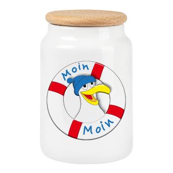 MOIN MOIN - Keksdose mit Holzdeckel - Weiß - Vorne