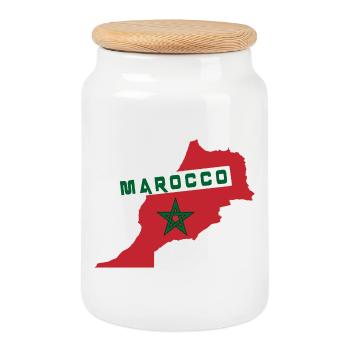 Carte du Maroc avec drapeau national - Boîte à biscuits avec couvercle en bois - blanc - Devant