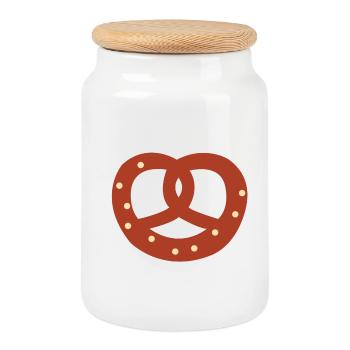 pretzel - Cookie Jar with Wooden Lid - white - Front