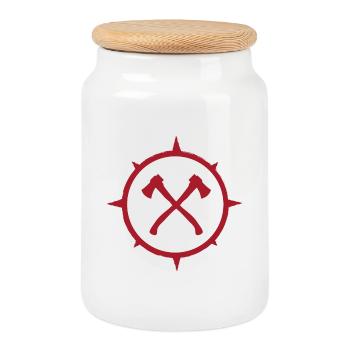 Outdoor - ax logo - Cookie Jar with Wooden Lid - white - Front