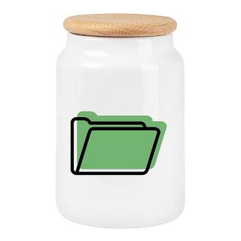 Style de ligne de dossier vert - Boîte à biscuits avec couvercle en bois - blanc - Devant