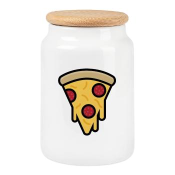 Slice of pizza - Cookie Jar with Wooden Lid - white - Front
