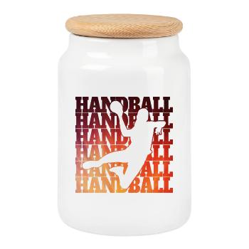 Handball Design - Keksdose mit Holzdeckel - Weiß - Vorne