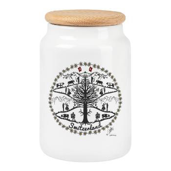 Danse Suisse - Boîte à biscuits avec couvercle en bois - blanc - Devant