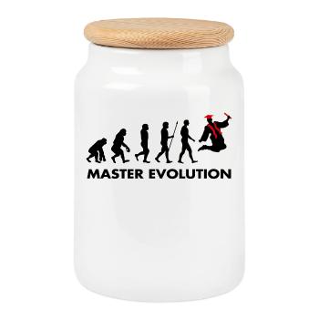 Master Evolution Prüfung Bestanden Schulabschluss - Keksdose mit Holzdeckel - Weiß - Vorne