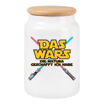 Das Wars Spruch Matura Geschafft Schulabschluss - Keksdose mit Holzdeckel - Weiß - Vorne