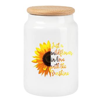 sunshine flower citation inspirante  - Boîte à biscuits avec couvercle en bois - blanc - Devant