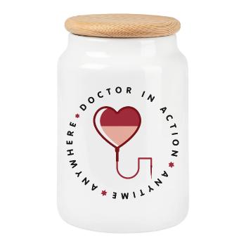 doctor - Cookie Jar with Wooden Lid - white - Front
