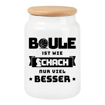 Boule Petanque ist wie Schach nur viel besser - Keksdose mit Holzdeckel - Weiß - Vorne