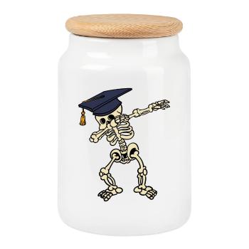 Matura Dab Graduation from high school Abi Dabbing - Cookie Jar with Wooden Lid - white - Front