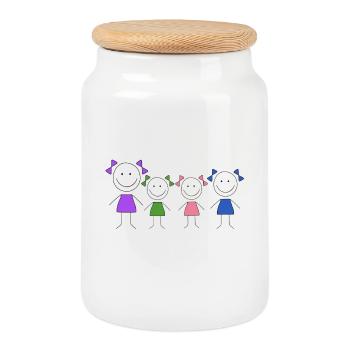 Girl's girlfriends sisters black dresses colorful - Cookie Jar with Wooden Lid - white - Front