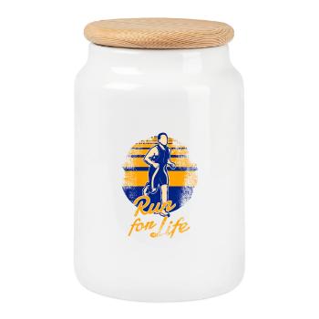Marathon - Boîte à biscuits avec couvercle en bois - blanc - Devant