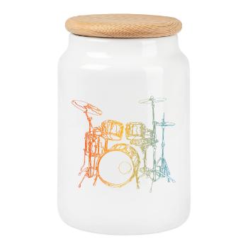 Batterie - Boîte à biscuits avec couvercle en bois - blanc - Devant