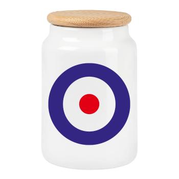 England aviation shield - Cookie Jar with Wooden Lid - white - Front