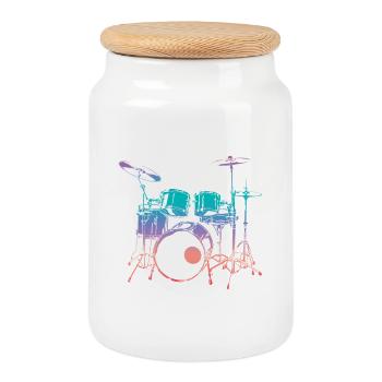 Batterie - Boîte à biscuits avec couvercle en bois - blanc - Devant