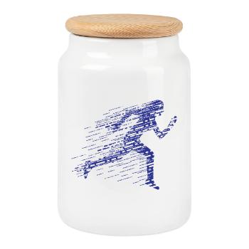 Coureur - Boîte à biscuits avec couvercle en bois - blanc - Devant