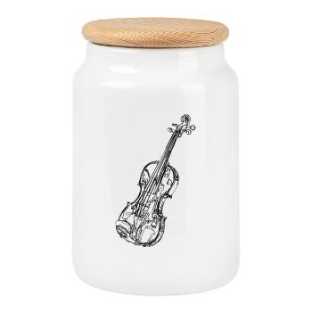 Violon - Boîte à biscuits avec couvercle en bois - blanc - Devant