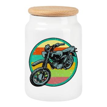 Patch de relief rétro pour cyclomoteur 3D look usé - Boîte à biscuits avec couvercle en bois - blanc - Devant