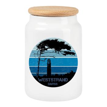Ostsee, Darss, Weststrand - Keksdose mit Holzdeckel - Weiß - Vorne